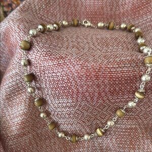 Elegant Silver and Brown Beaded Necklace